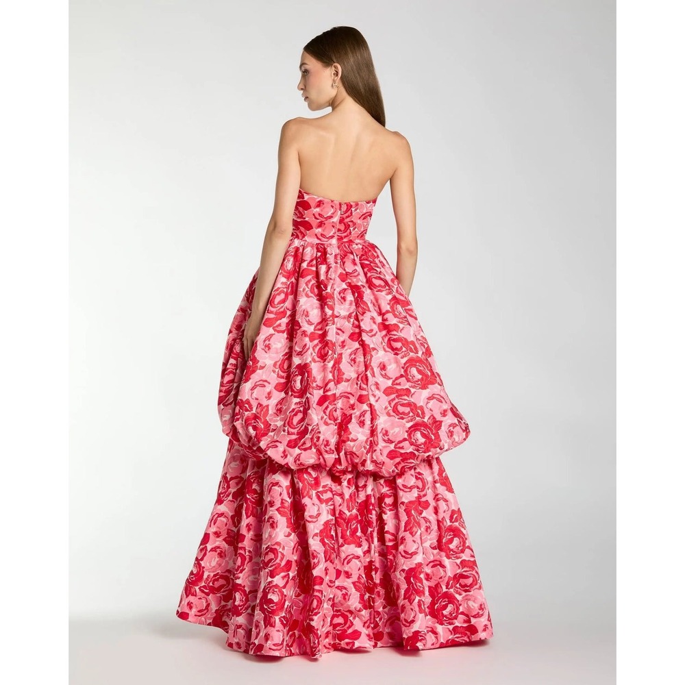 NEW Mac Duggal Pink Brocade Strapless Bubble Hem Ballgown $798 - Size 4 - Picture 9 of 13